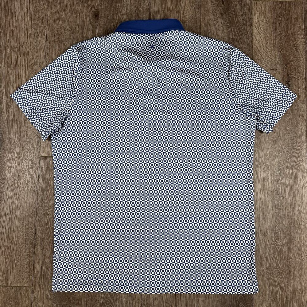 REDVANLY Polo Shirt Mens Large Blue Geometric Golf Performance Stretch Tech - Picture 9 of 12